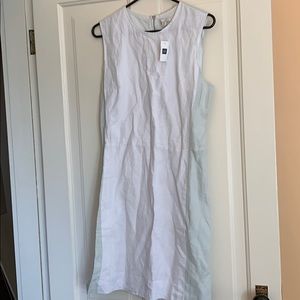 NEW Gap linen dress size 10 white/sea foam